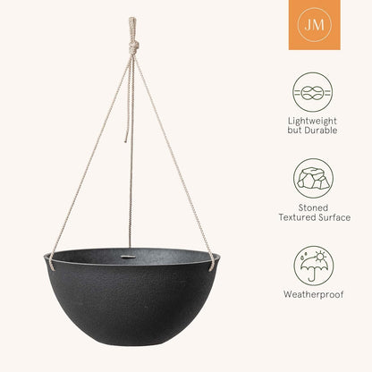 LA JOLIE MUSE Large Hanging Planters - 13 Inch Flower Pots Outdoor Indoor, Hanging Garden Planters Set of 2, New Iron Color