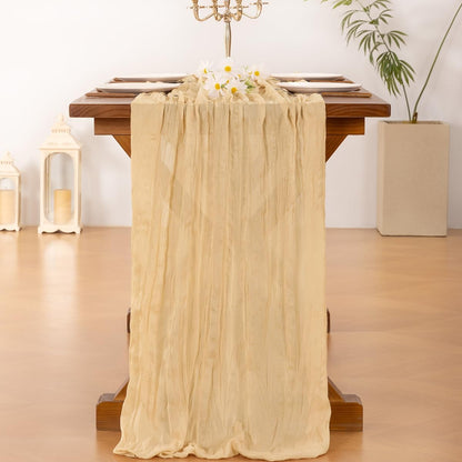 Socomi 3pcs Sage Green Cheesecloth Table Runner Summer Boho Rustic Gauze 120 inch 10FT Cheese Cloth Sheer Runner for Wedding Party Baby Shower Home Decor Holiday Decorations