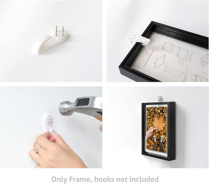 Frametory, Floating Picture Frame 12x16 - Black Aluminum Metal Photo Frame - Real Glass of Front - for Wall Mount Display