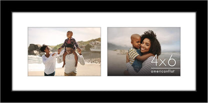 Americanflat 4x6 Collage Picture Frame with Shatter-Resistant Glass - Fits Five 4x6 Photos or Use as One 11x14 Picture Frame - Signature Collection - Collage Frames for Wall Display - Black