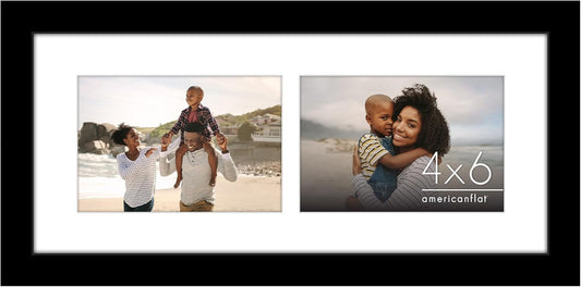 Americanflat 4x6 Collage Picture Frame with Shatter-Resistant Glass - Fits Five 4x6 Photos or Use as One 11x14 Picture Frame - Signature Collection - Collage Frames for Wall Display - Black