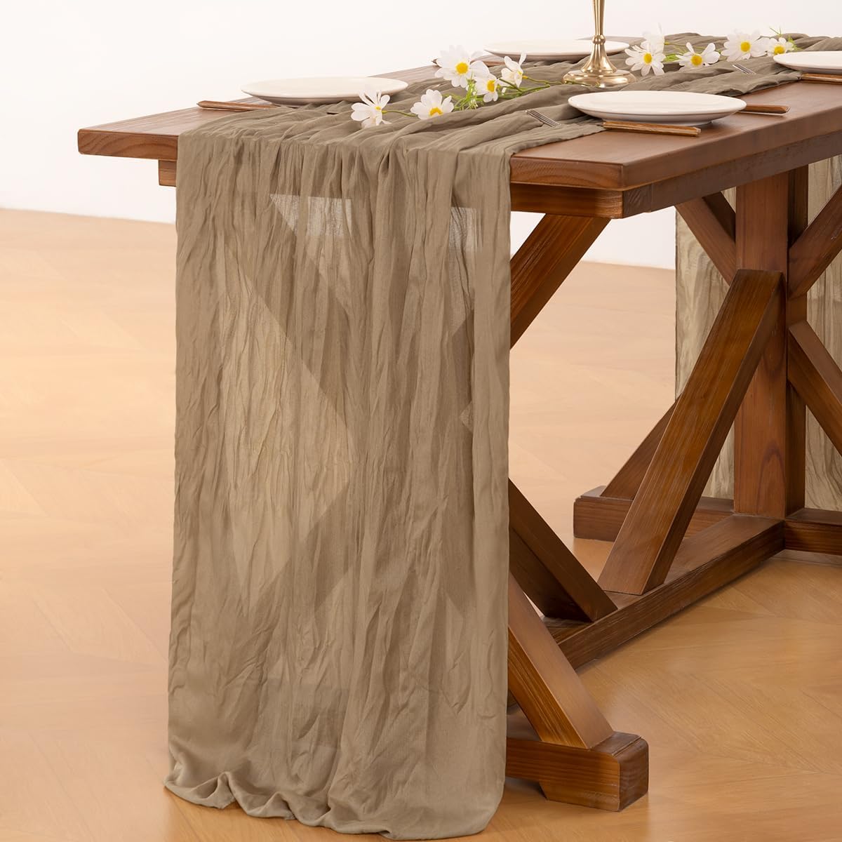 Socomi 3pcs Sage Green Cheesecloth Table Runner Summer Boho Rustic Gauze 120 inch 10FT Cheese Cloth Sheer Runner for Wedding Party Baby Shower Home Decor Holiday Decorations