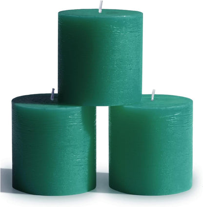 CANDWAX 3x4 inch Pillar Candles Set of 3 – Unscented Dripless Rustic Dark Blue Candles for Room Decor, Weddings, Centerpieces