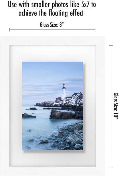 Americanflat 12x18 Floating Picture Frame with Polished Crystal-Clear Glass - Use as 8x10 Picture Frame or Display 5x7 Photo - Signature Float Collection - Photo Frames for Wall Display - Black