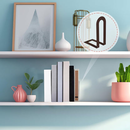 Chunful 12 Pcs Modern Metal Book Ends for Shelves Decorative Small Bookends Book Shelf Organizer Minimalist Design Stopper to Hold Books for Home Office (Gold,5.5 * 3.75 * 2.25inch)