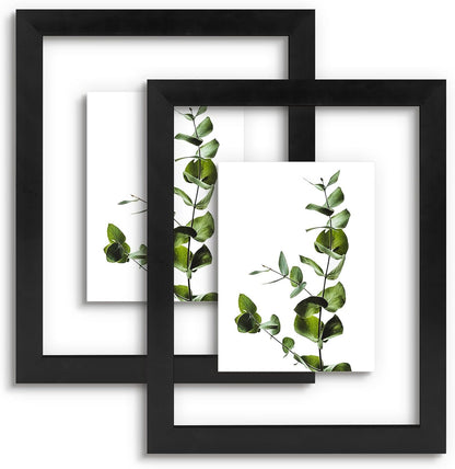 Golden State Art, 11X14 Floating Picture Frame, Black Wood Frame Display Any Size Photo Up To 11X14, Pressed Flower Frames with Hanging Hardware - Horizontal And Vertical Formats for Wall