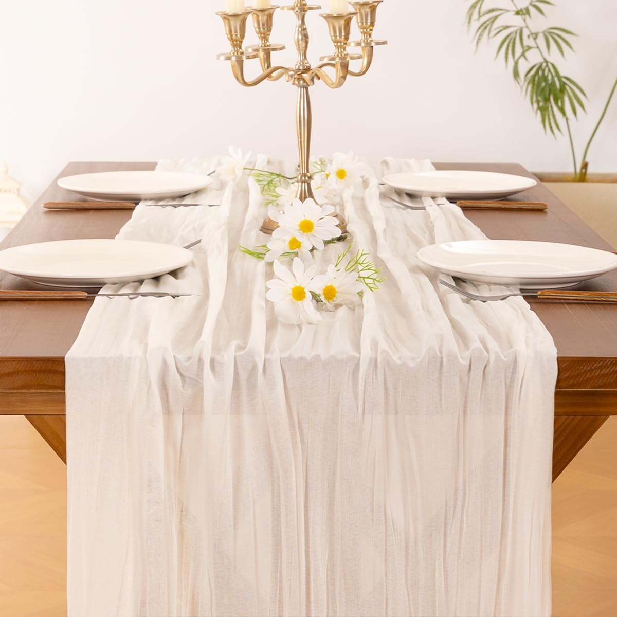 Socomi 3pcs Sage Green Cheesecloth Table Runner Summer Boho Rustic Gauze 120 inch 10FT Cheese Cloth Sheer Runner for Wedding Party Baby Shower Home Decor Holiday Decorations
