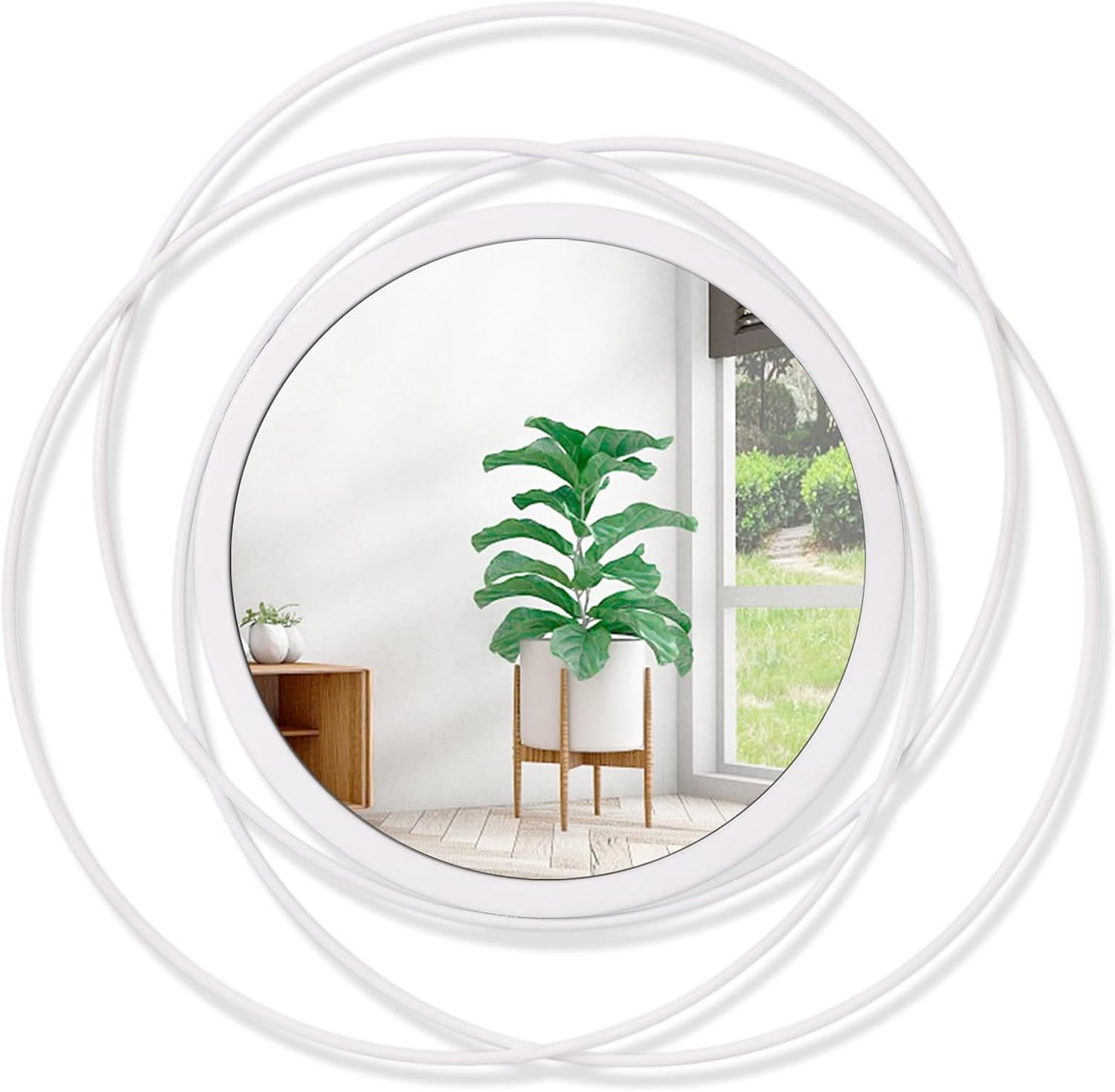 Gold Sunburst Mirrors for Wall Decorative Metal Round Art Mirrors Large Wall Decor Hanging Mirror for Bathroom Bedroom Living Room Vanity Entryway 16"