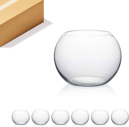 WGV Bowl Glass Vase, Diameter 6", Height 4.5", Open Width 4", (Multiple Sizes Choices) Clear Bubble Planter Terrarium Fish Bowl for Wedding Event Home Decor, 1 Piece (VBW0006A)
