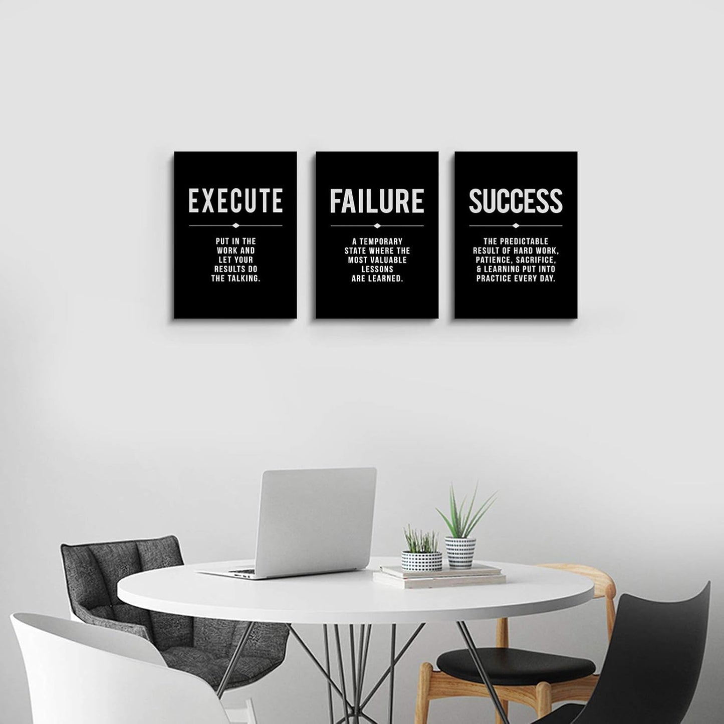 Inspirational Canvas Painting Wall Art -EPHANY ART,Mindset Quotes Prints, Success Framed Entrepreneur Poster Positive Quotes Wall Poster for Home Office Workplace (M-3pcs,12x16inchx3pcs)