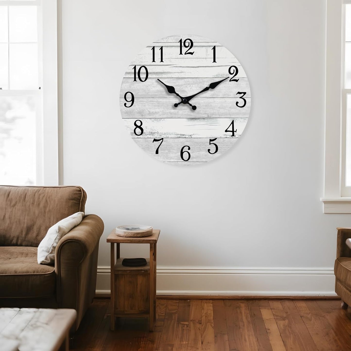 KECYET Wall Clock Battery Operated 8 Inch Silent Non Ticking Coastal Design Country Rustic Retro Decorative for Bathroom Kitchen Living Room Bedroom