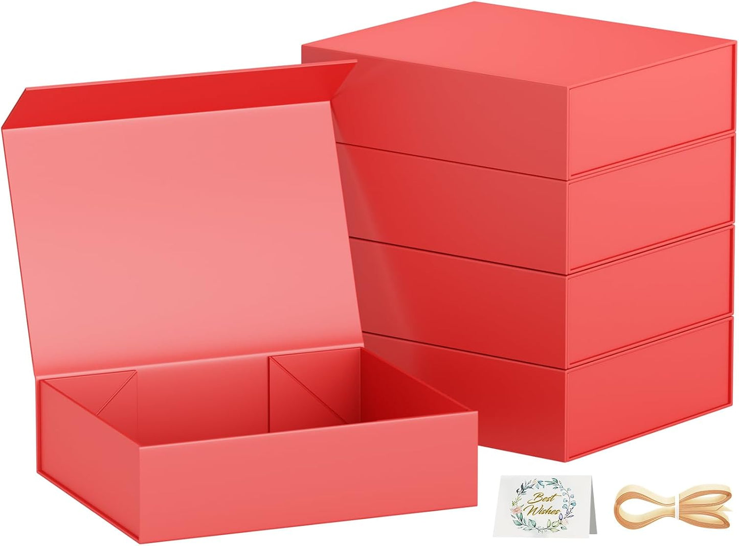 PSHVYM Gift Boxes with Lids, 11.5x7.8x3 In Forest Green Gift Box for Presents Magnetic Closure for T-Shirts, Gloves, Scarves, Books, Baby Clothes, Robes Clothing Gift Wrap, Contains Card, Ribbon