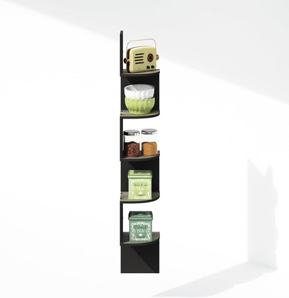 Furinno Rossi 5-Tier Wall Mount Floating Radial Corner Shelf, White