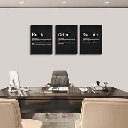Inspirational Canvas Painting Wall Art -EPHANY ART,Mindset Quotes Prints, Success Framed Entrepreneur Poster Positive Quotes Wall Poster for Home Office Workplace (M-3pcs,12x16inchx3pcs)