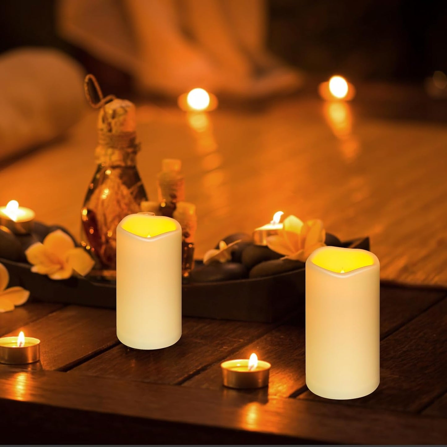 Enido Flameless Candles, Color Changing LED Candles(D: 3" x H: 4" 5" 6") Battery Operated Outdoor Waterpoof Candles Plastic Pack of 9 Flameless Pillar Candles