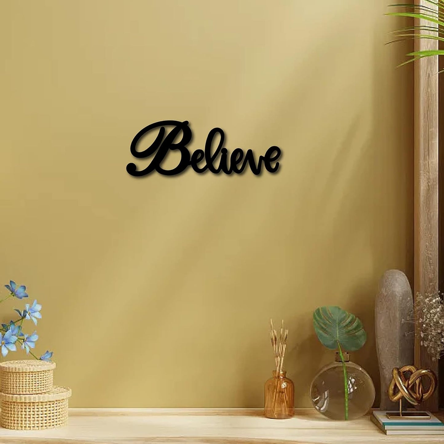 CREATCABIN Welcome Sign Welcome Wood Cutout Wooden Wall Decor Letters Laser Cut Art Unfinished Rustic Decorative DIY for Front Door Home Gallery Porch Coffee Bar Wreath Gift 11.8 x 2.4 Inch