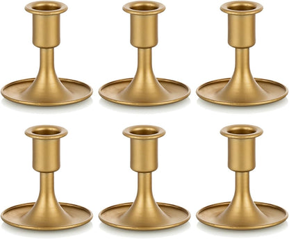 Candlestick Holders Taper Candle Holders, Romadedi Gold Candle Stick Candle Holder for Table Centerpiece, Wedding Reception, Festive Christmas Mantel Decoration or Home Decor, Set of 2