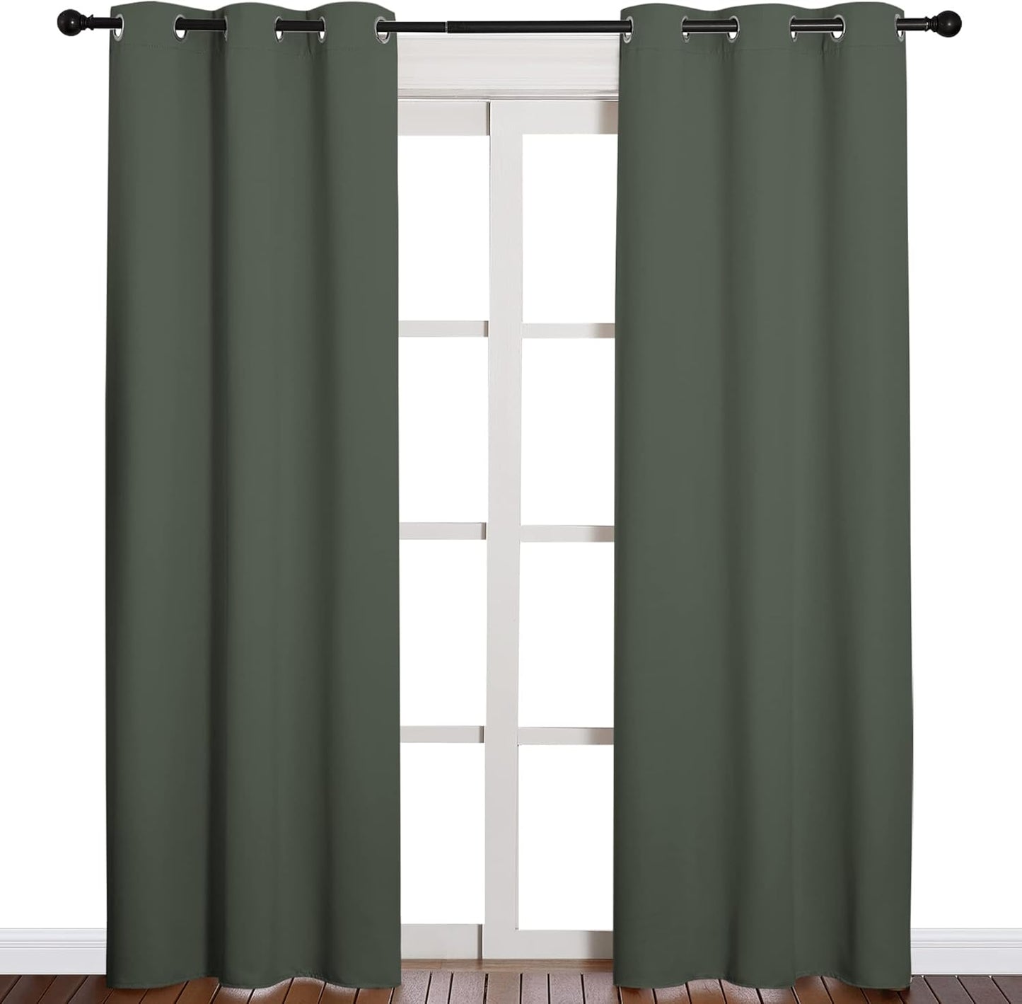 NICETOWN Halloween Pitch Black Solid Thermal Insulated Grommet Blackout Curtains/Drapes for Bedroom Window (2 Panels, 42 inches Wide by 63 inches Long, Black) - Colors C