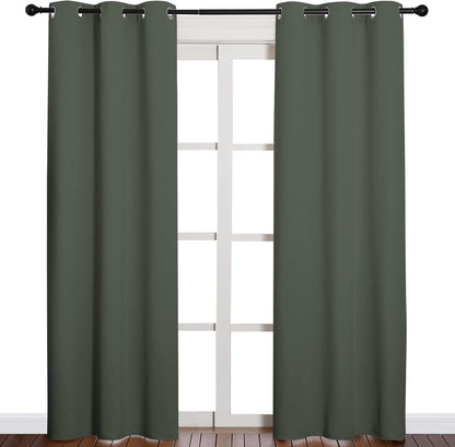NICETOWN Halloween Pitch Black Solid Thermal Insulated Grommet Blackout Curtains/Drapes for Bedroom Window (2 Panels, 42 inches Wide by 63 inches Long, Black) - Colors C