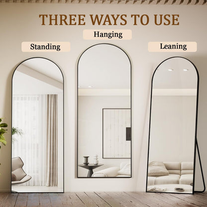 Koonmi 30"x71" Arched Full Length Mirror, Gold Large Floor Mirror with Aluminum Alloy Frame, Standing Hanging or Leaning Wall-Mounted Full Body Mirror for Living Room and Bedroom
