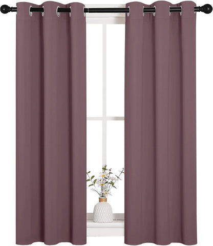NICETOWN Halloween Pitch Black Solid Thermal Insulated Grommet Blackout Curtains/Drapes for Bedroom Window (2 Panels, 42 inches Wide by 63 inches Long, Black) - Colors E