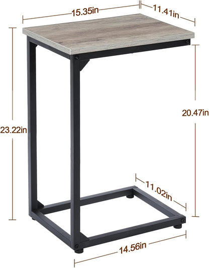 AMHANCIBLE C Shaped Side Table, End Tables Living Room Set of 2, Slide Under Couch Table for Sofa, TV Trays for Bedroom, Small Space, Rustic Brown HET02CBR