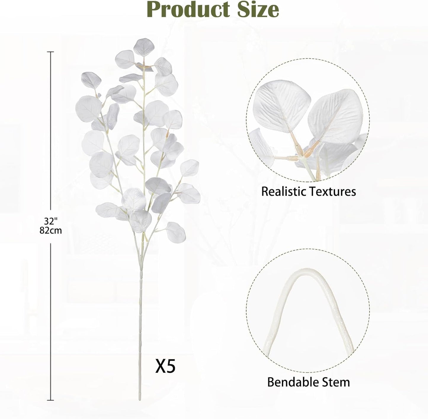 Faux Eucalyptus Stems Willow Eucalyptus Leaves 34” Long Fake Salix Leaves 3 Pcs Artificial Greenery Stems for DIY Bouquet Arrangements Centerpieces Shower Decorations-Artificial Eucalyptus Stems