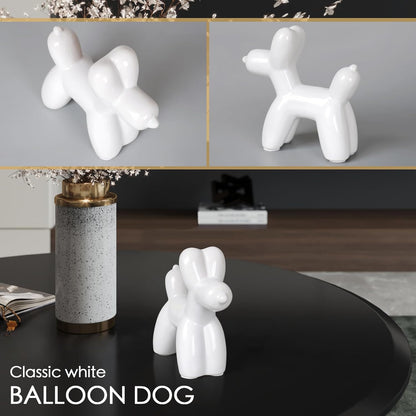 Notakia Cute Ceramics Balloon Dog Statue Crafts Gold Living Room Desktop Decorations,Handmade Modern Small Ceramic Animal Statue Ornament Gold Home Decor Accents