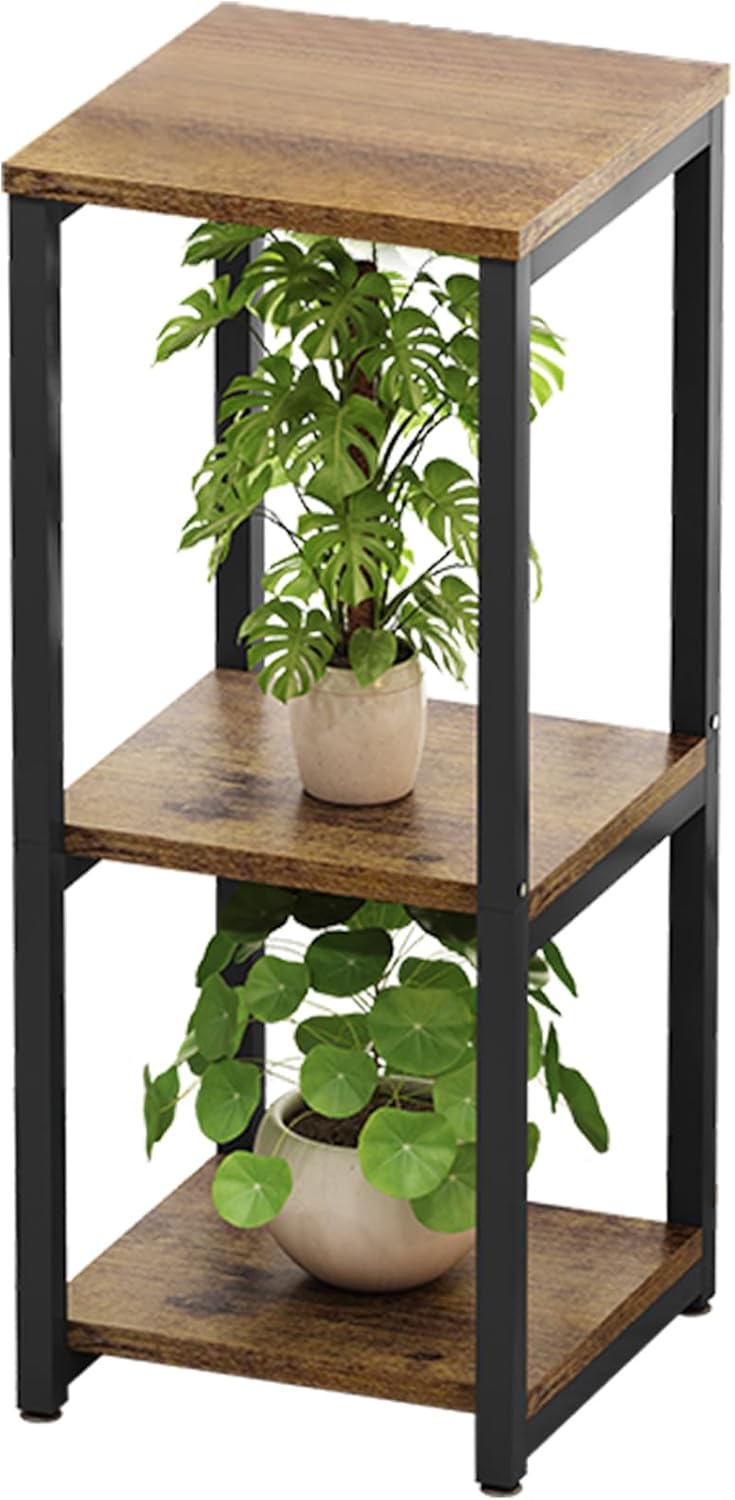 Plant Stand Indoor Corner Tall 2 Tier Metal Modern Flower Storage Plant Shelf Holder for Living Room Balcony Garden,Black (2 Tier-Black Round)