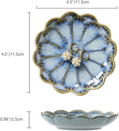 JAMEND CLXP Lotus Leaf Shape Decorative Ring Tray, Small Key Bowl, Ceramic Trinket Tray Jewelry Dish Organizing Necklace Earrings, Home Decoration for Mom Best Friend Sister, Pink.