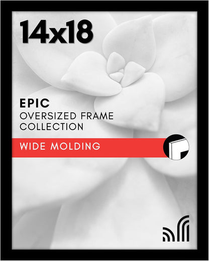 Americanflat 16x20 Picture Frame with Polished Plexiglass - Black Picture Frame - Wide Photo Frames Made of Engineered Wood for Vertical or Horizontal Wall Display - Epic Collection - Black - Colors B