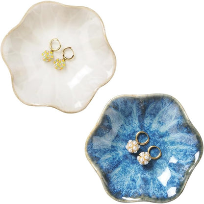 JAMEND CLXP Lotus Leaf Shape Decorative Ring Tray, Small Key Bowl, Ceramic Trinket Tray Jewelry Dish Organizing Necklace Earrings, Home Decoration for Mom Best Friend Sister, Pink.