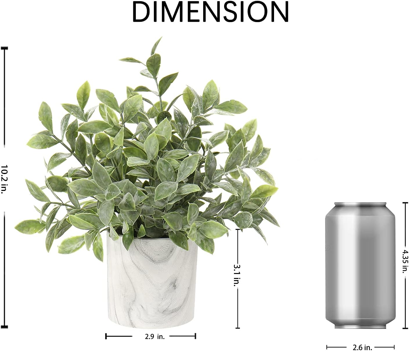 Hollyone Mini Artificial Potted Plants Fake Plants in Marble Pots, 1Pcs Plastic Eucalyptus Greenery Faux Plants for Home Office Desk Room Centerpiece Shelf Décor