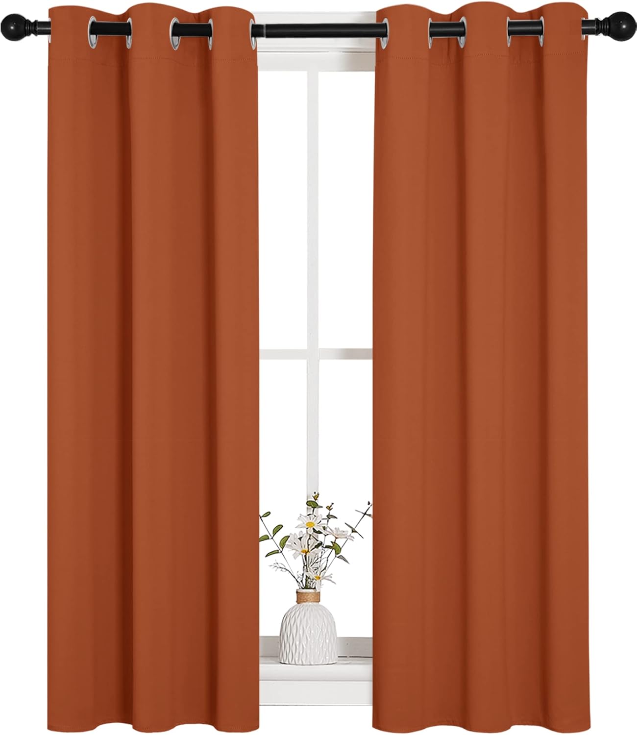 NICETOWN Halloween Pitch Black Solid Thermal Insulated Grommet Blackout Curtains/Drapes for Bedroom Window (2 Panels, 42 inches Wide by 63 inches Long, Black) - Colors B