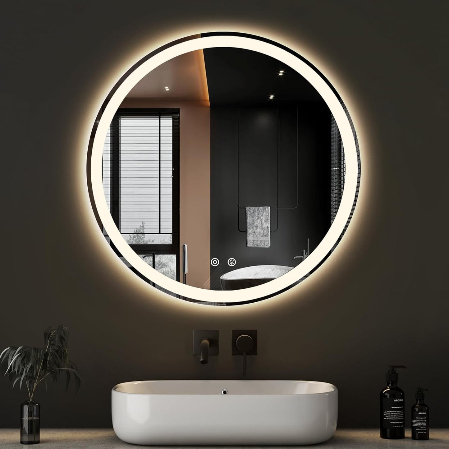 NEWBULIG 20IN Round Bathroom Wall Mirror, Modern Vanity Mirrors for Over Sink, HD Glass Decorative for Entryway, Bedroom & Living Room, Gold