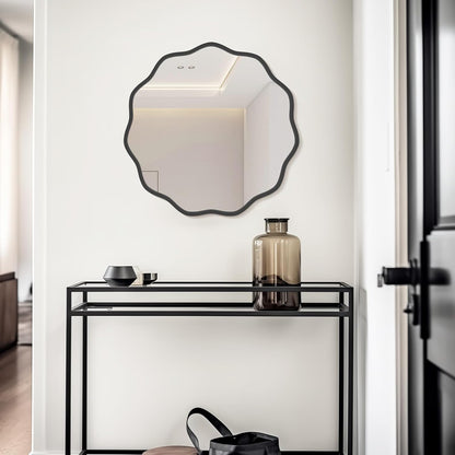 WallBeyond Round Wavy Mirror for Wall Decorative 24 inch, Modern Round Mirror Aluminum Frame for Bathroom Bedroom Living Room Home House Office Entryway, Gold