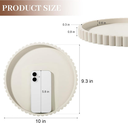 Round Bathroom Tray Silicone Kitchen Counter Decor Vanity Organizer Decorative Coffee Table Tray for Perfume, Candle, Soap Dish, 9 Inch, Black
