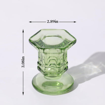 Lanttu Candlestick Holders Bulk, 12 Pcs Glass Candle Holders Set Clear, Crystal Taper Candle Holder for Wedding, Table Centerpiece, Home Decoration