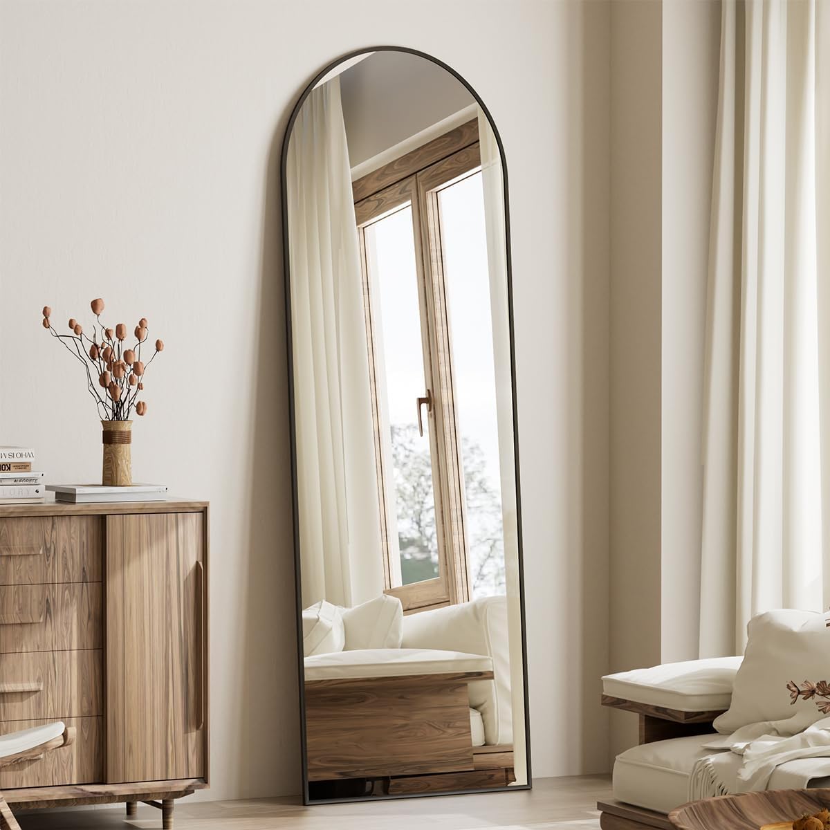Koonmi 30"x71" Arched Full Length Mirror, Gold Large Floor Mirror with Aluminum Alloy Frame, Standing Hanging or Leaning Wall-Mounted Full Body Mirror for Living Room and Bedroom