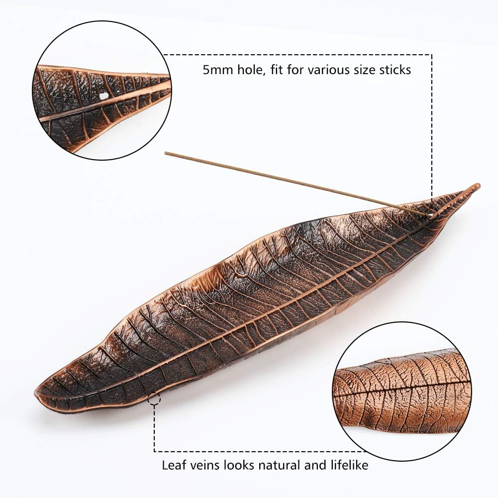 Accmor Incense Holder Set, Leaf and Snail Incense Burner, Incense Ash Catcher, Incense Sticks Holder for Counters, Meditation Room, Yoga, Home, Office, Gold