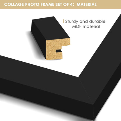 DUENPY 4x6 Collage Picture Frame Tempered Glass Front, Displays Four 4x6 Photo, Family Photo Collage Frame, Wall Decor Wall Hanging or Tabletop, Brown