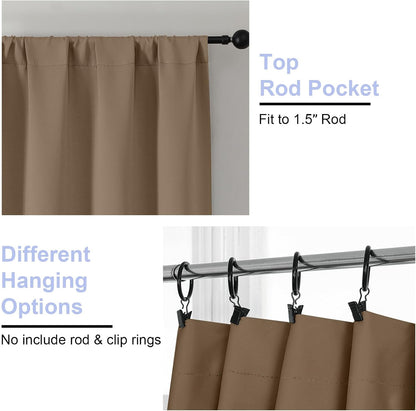 Simplebrand Ava Sage Green Blackout Curtains for Bedroom 63 Inch Length 2 Panels Set, Solid Thermal Insulated Energy Saving Rod Pocket Window Treatment Curtains Blackout Drapes, W40 x L63 Inch, Sage - Colors B