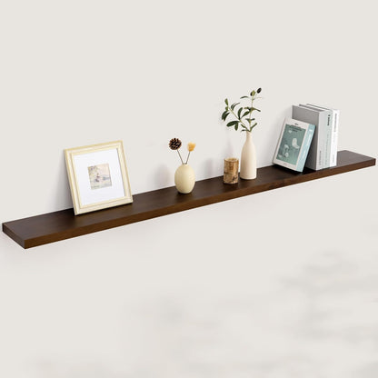 Floating Shelves 36 Inches Long - 8 Inch Deep Rustic Premium Solid Pine Wood for Storage - Farmhouse Wall Mounted for Living Room - Heavy-Duty Metal Bracket - 36" W x 8" D - Set of 2 - White Color