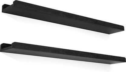 Love-KANKEI Floating Shelves Wall Mounted Set of 2, 17 Inch Rustic Wood Wall Shelves for Storage, Bedroom Living Room Bathroom Kitchen Office and More White