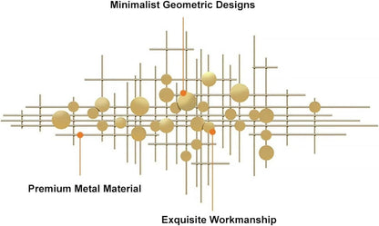 homary Large Metal Wall Art – 47.2" Modern 3D Abstract Geometric Overlapping Design, Iron Wall Decor for Living Room, Dining Room, Office