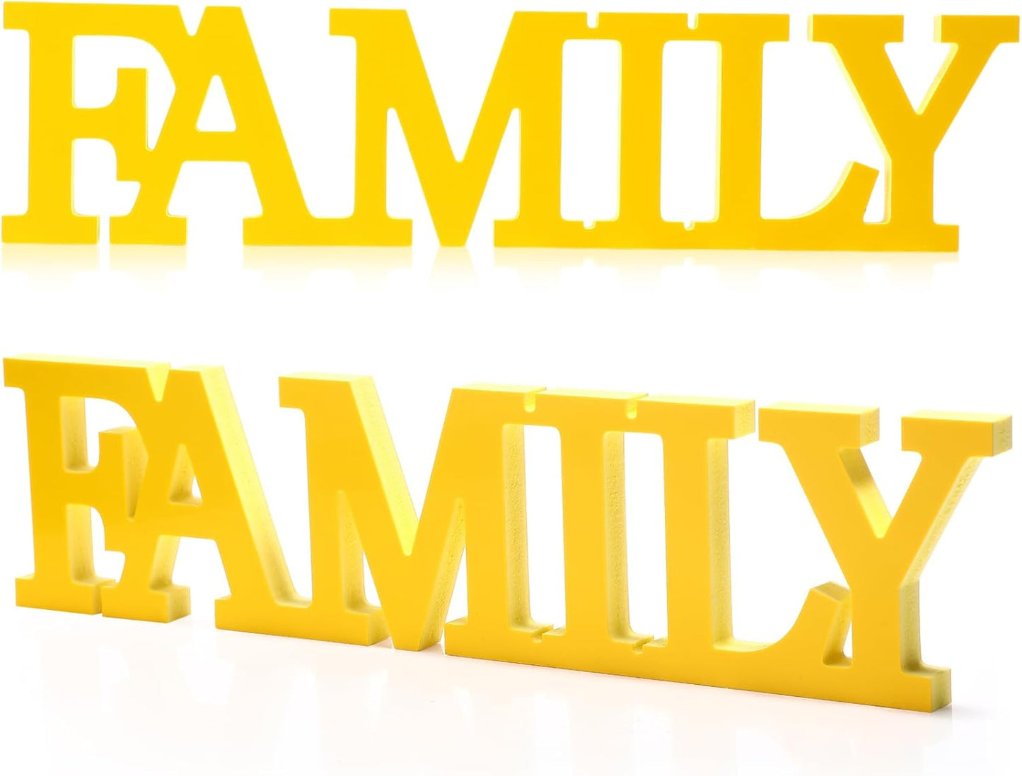 Wonderjune Wooden Home Wall Decor Sign Rustic Family Room Table Decoration Family Letter Signs for Pantry Kitchen Living Room Bedroom Shelf Mantel Fireplace Tables Centerpiece(White)