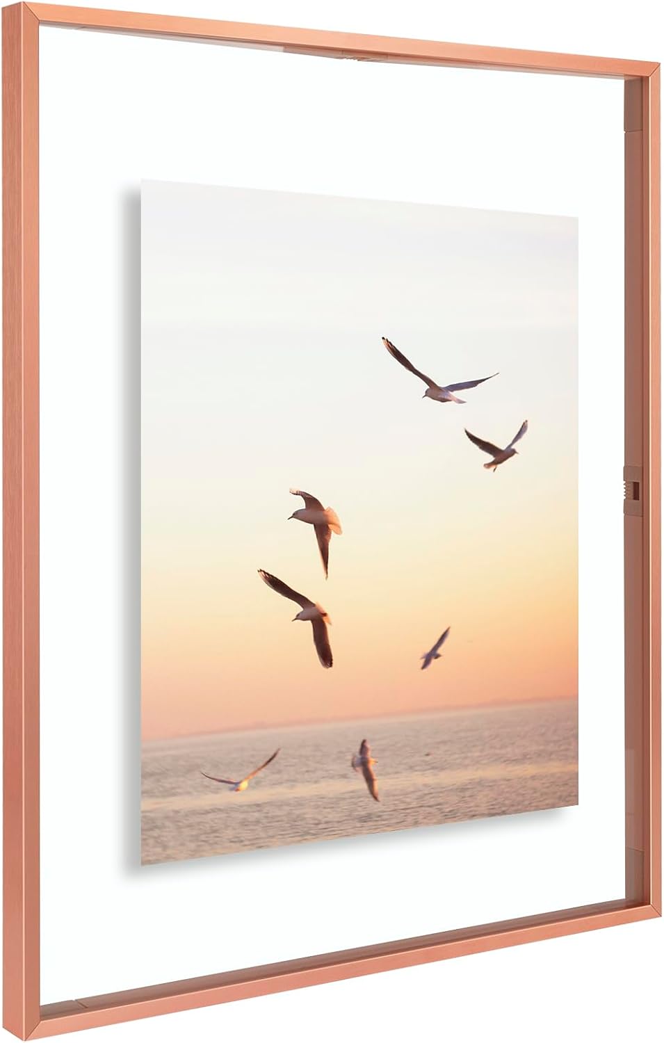 Frametory, Floating Picture Frame 12x16 - Black Aluminum Metal Photo Frame - Real Glass of Front - for Wall Mount Display