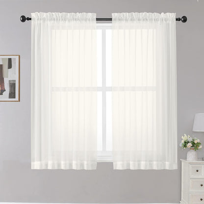 OWENIE Sheer Curtains 84 inches Long 2 Panels Set for Living Room/Bedroom, Rod Pocket Voile Sheer Panel Drapes, White, 2pcs, Each 42" W x 84" L - Colors B