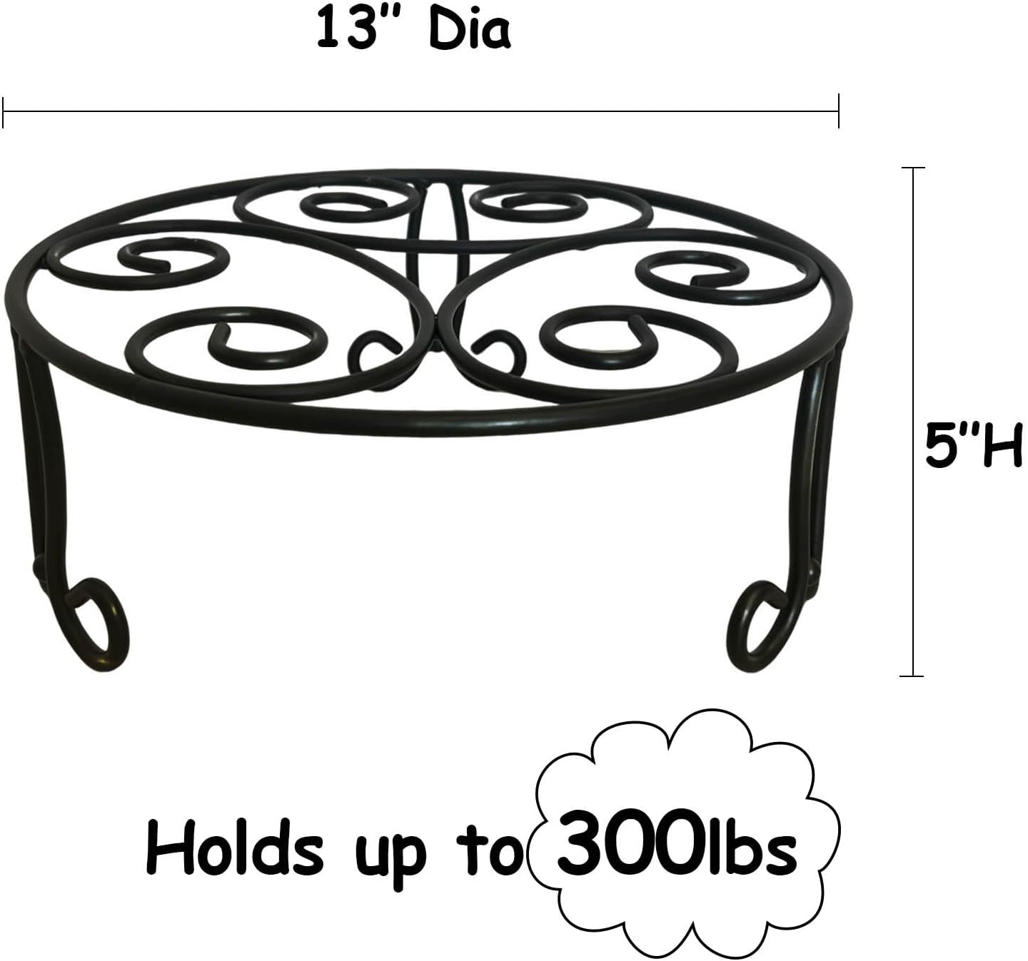 Midcentury Modern Metal Potted Plant Stand 18.7 inches Tall Flower Pot Holder Large Rustproof Iron Garden Container Heavy Duty Rack for Planter,Black (18.7 inches Tall Black)