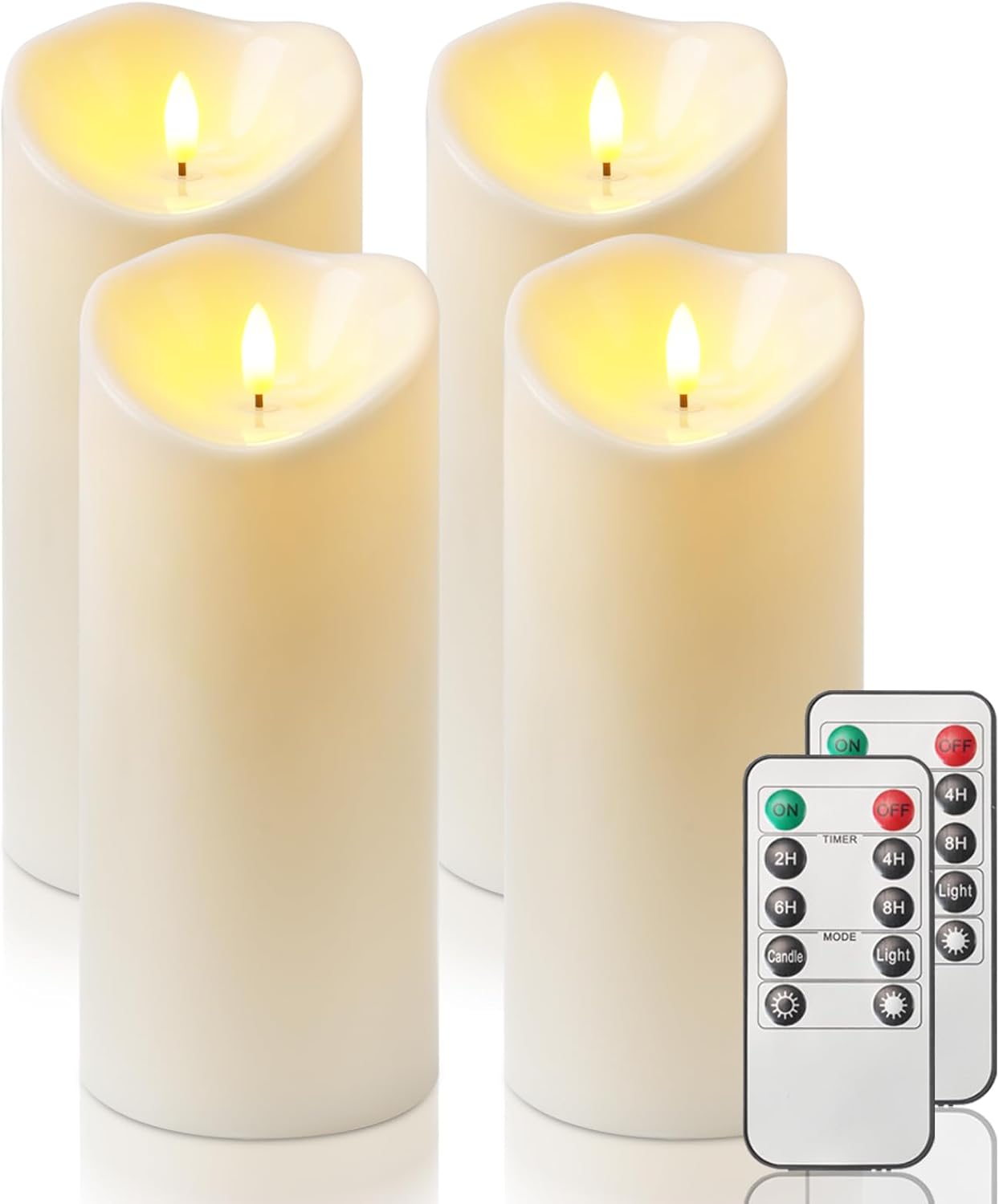 Homemory 6"x3" Outdoor Waterproof Flameless Candles, LED Candles, Battery Operated Candles with Remote and Timers, Electric Fake Plastic Pillar Candles, Ivory White, Set of 2